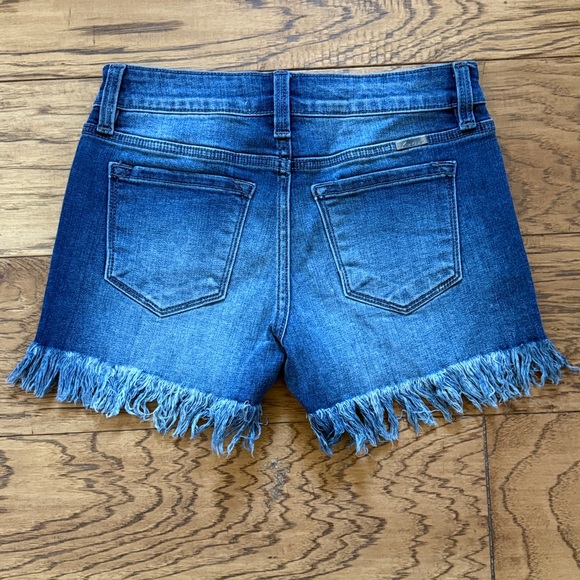 Kancan Denim Fringe Shorts - Picture 2 of 3